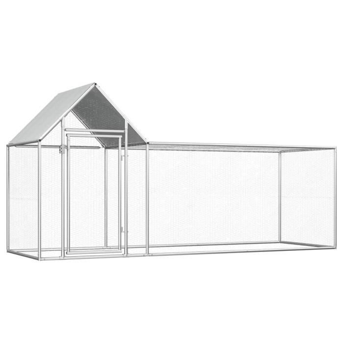 Poulailler - Acier galvanisé - 3 x 1 x 15 m - Résistant à leau - Porte verrouillable - Grille métallique