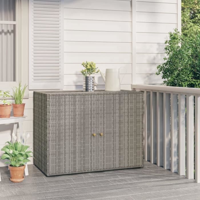 Armoire de rangement - VIDAXL - 100x555x80 cm - Résine tressée - Gris - Extérieur