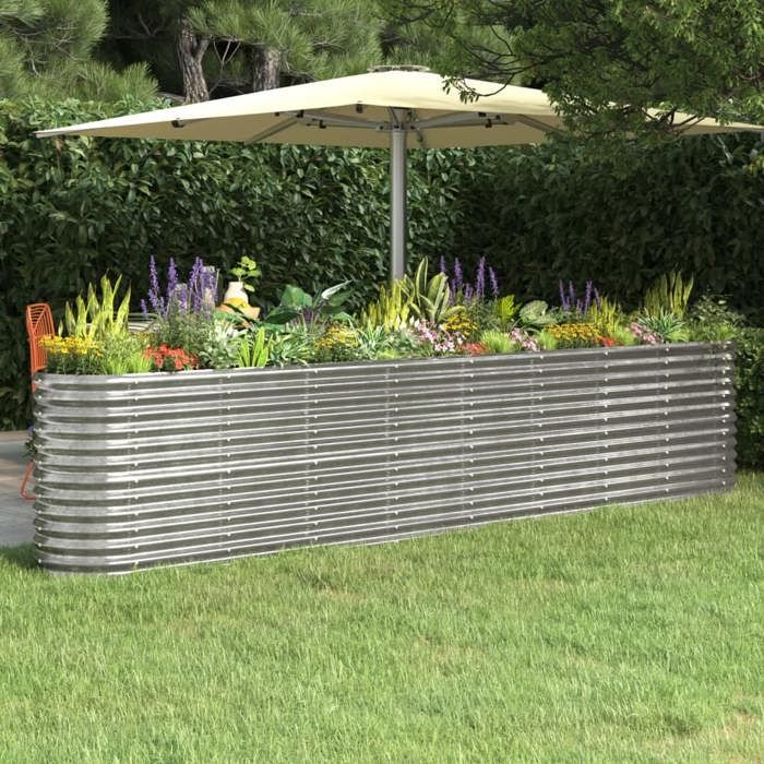 vidaXL Lit Surélevé de Jardin Pot à Fleurs Boîte à Plantes Lit Surélevé Patio Terrasse Extérieur Acier Enduit de 318912