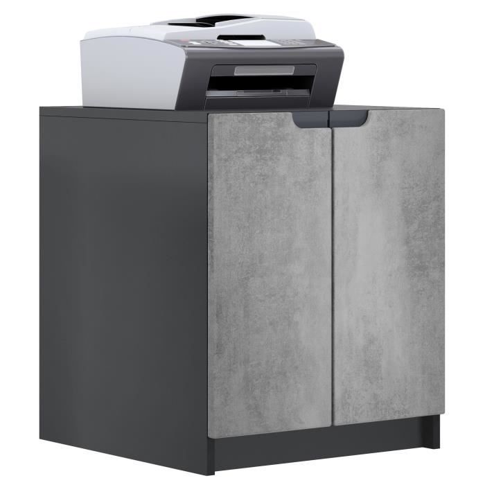 commode dimprimante Logan armoire à dossiers avec 2 compartiments et 2 portes noir mat - aspect béton foncé (51 x 60 5 x 54 cm) commode dimprimante Logan armoire à dossiers avec 2 compartiments et 2 portes noir mat - aspect béton foncé (51 x 60 5 x 54 cm)