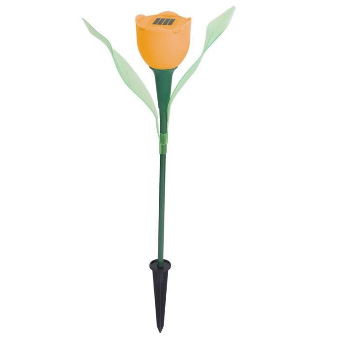 yosoo lampe de jardin 4pcs extérieur énergie solaire tulipe led fleur lumière étanche jardin pelouse lampe décoration (orange)