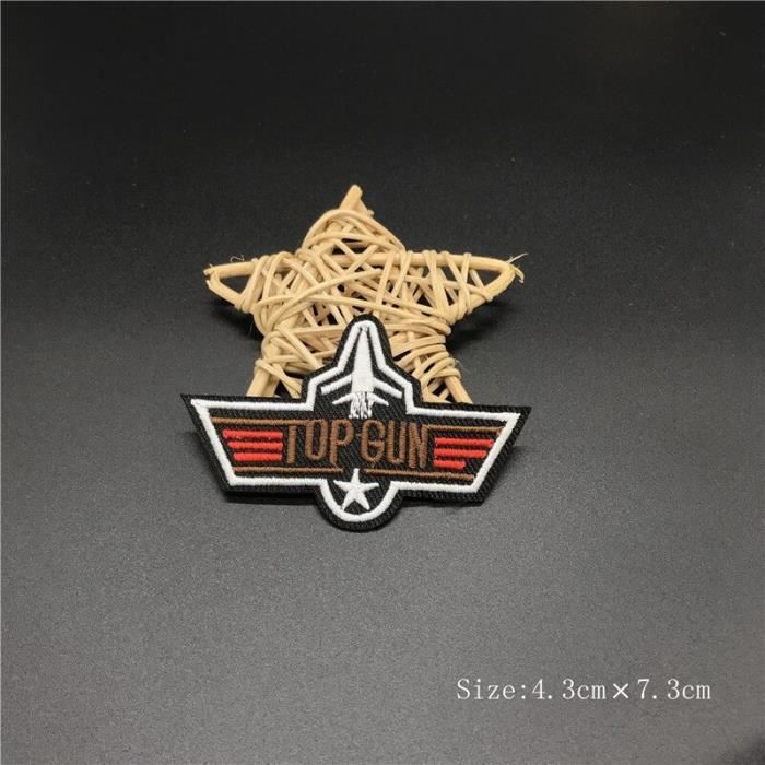 Ensemble De 2 Patchs Brodés "Top Gun" - Coq Et Golden Warriors (8,9 Cm), Crochet Et Boucle - Pour Veste, Sac à Dos