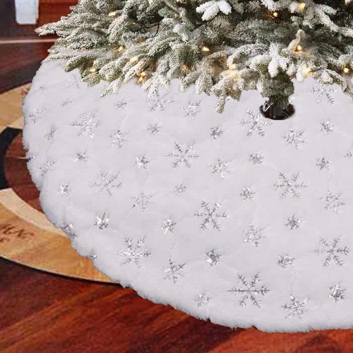 Jupe de Sapin de Noël, 78cm Tapis De Sapin Blanc Peluche, Couverture de