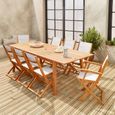 Salon de jardin en bois extensible - Almeria - Grande table 180/240cm avec rallonge. 2 fauteuils et 6 chaises. en bois d'Eucalyptus -1