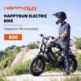 Vélo électrique Happyrun G50 - Pneus 20 pouces - 1500W Moteur - 48V/18AH Batterie - 150kg - Noir-1