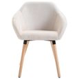 Home® Chaise de Salon Scandinave - Chaise de salle à manger - Fauteuil Chaise de cuisine Chaise à dîner - Crème Tissu 5842-1