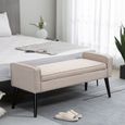 Banc De Lit Avec Rangement HOMCOM 126x48.5x57 Cm - Velours Béige, Accoudoirs Roulés, Compartiment Secret - 6