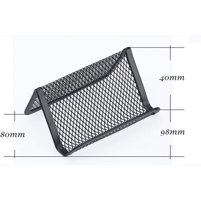Lot De 6 Porte-Cartes De Visite En Maille Métallique Noir - Support Bureau Design Ouvert - Jusqu'à 50 Cartes - Multifonction Téléphone & Autocollants