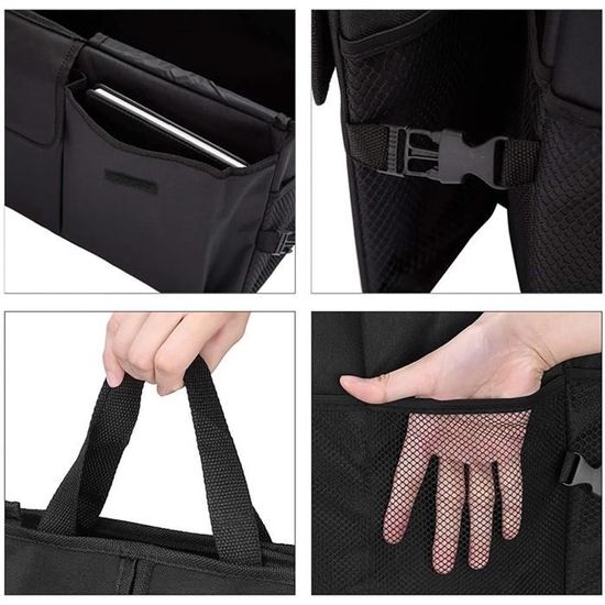 TrunkExpert Sac En Filet Universel Avec Fermeture Scratch 20x40cm Organisateur Sac Multi-Usage Fixation Siège Arrière Organisateur De Rangement Mural Avec Fermeture Scratch Accessoires De Voiture 1pc