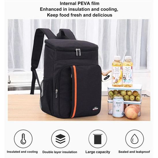 Panier Pique-nique,Sac à Dos Isotherme 18l, Grande Capacité, Pour Pique