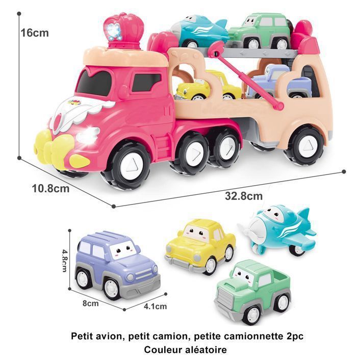 Camion Jouet Licorne Et Princesse 5-en-1 - Voiture Enfant Avec Lumière Et Musique - Cadeau Fille 2-6 Ans