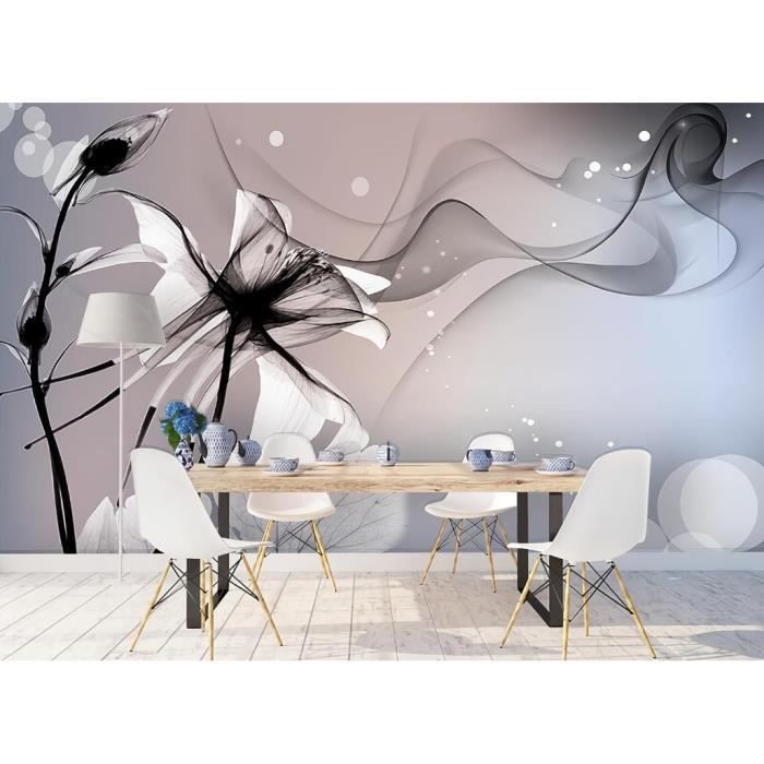 Papier Peint Panoramique 3D L'Art Noir Et Blanc Moderne Fleurit Beau ...