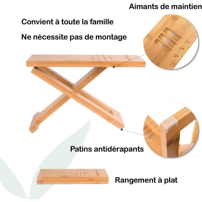 Tabouret De Toilette Pliable Tabouret De Toilette En Bambou - Posture Naturelle Et Confort Aux WC Anti Constipation Naturel