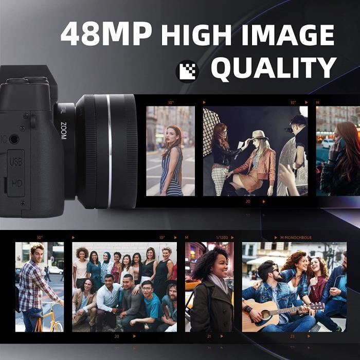 Appareil Photo numérique 4K Caméra vidéo 48MP Zoom numérique 4K Appareil  Photo Compact 16x et caméra de vlogging - Cdiscount Appareil Photo