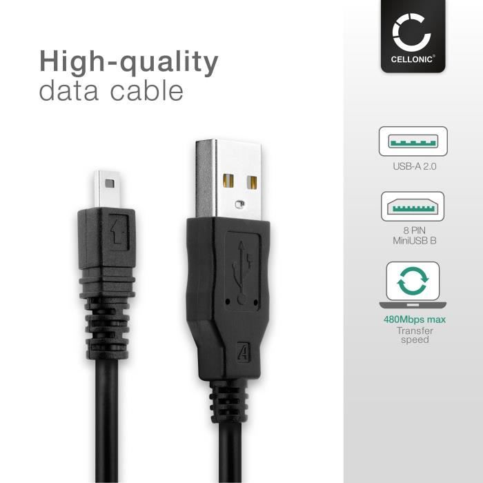 Câble 8 Pin Camera Mini USB B data pour Panasonic Lumix DMC
