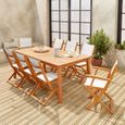 Salon de jardin en bois extensible - Almeria - Grande table 180/240cm avec rallonge. 2 fauteuils et 6 chaises. en bois d'Eucalyptus -2
