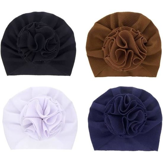 Bonnet Turban Bébé Fille - En Coton Doux Extensible, Pour Nouveau-né Et Toddler, Plusieurs Coloris