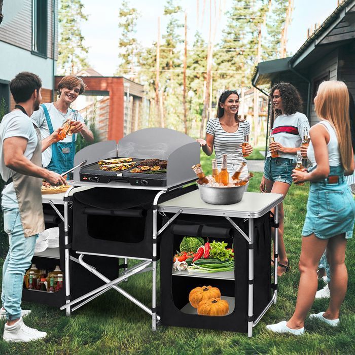 Armoire De Camping XMTECH – Structure Alu, 100x50x80 Cm, Pliable, Avec Sac De Transport, 6 Compartiments
