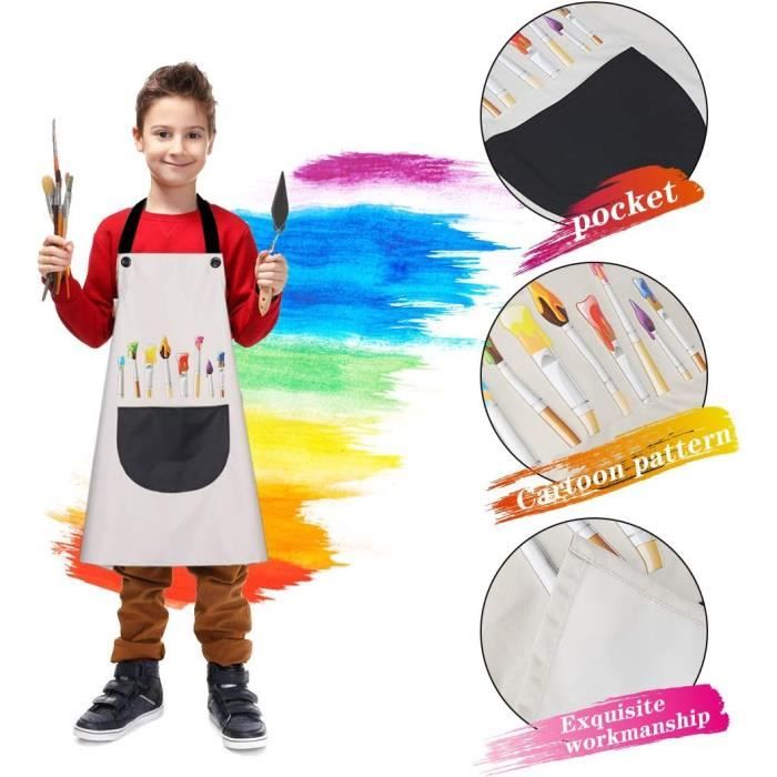 Tablier pour enfant brodé en coton vert et écru - Réveil gourmand | Fabrique de Styles