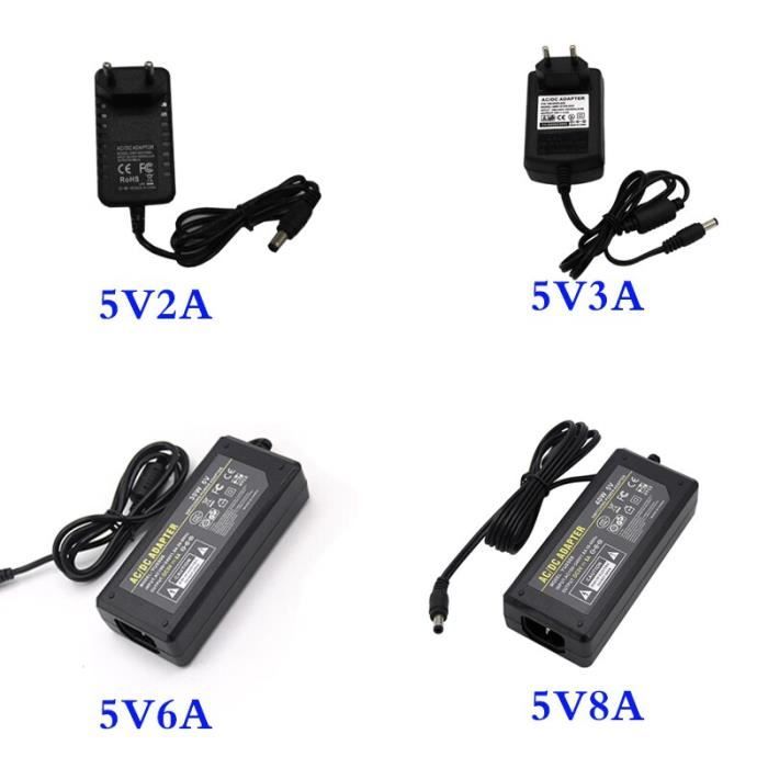 Adaptateur Secteur 24V - 2A/3A/5A/6A/8A/10A - Entrée 100-240V - Pour Électronique, LED, Matériel Audio