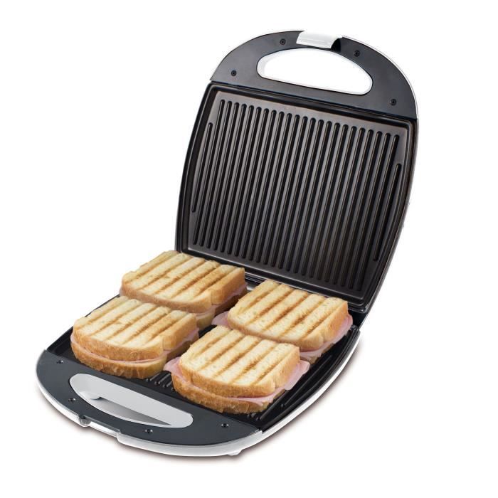 Beper P101TOS003 Gril Électrique Compact - Plaques Antiadhésives Auto-Ajustables Pour Sandwichs, Viandes Et Légumes