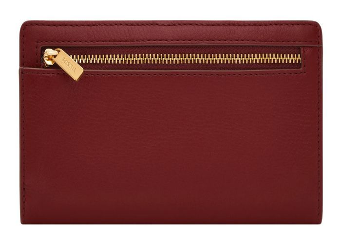 FOSSIL Porte-monnaie rouge vin en cuir pour femme Liza Slim