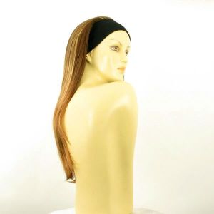 Perruque Avec Bandeau - Châtain Cuivré Méché Blond Clair (Ref 6bt27b), Synthétique, Longueur Moyenne - Neuf Étiqueté