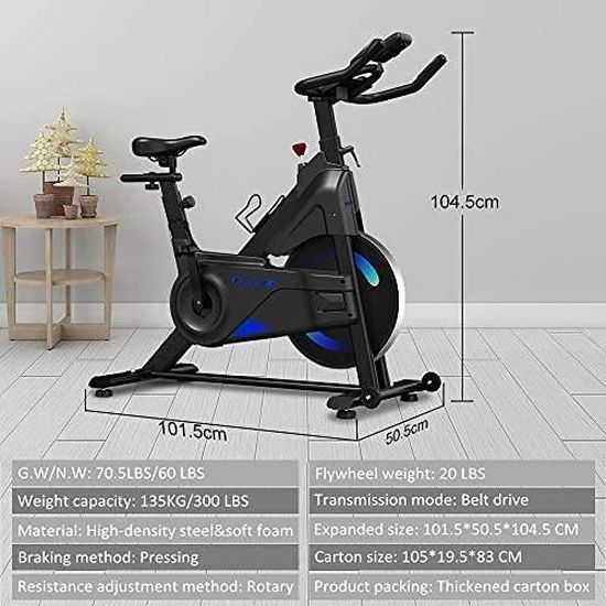 écran LCD Porte-Bouteille Appareil Fitness pour la Maison résistance réglable Dripex Vélo d’Appartement Vélo Spinning Ultra-Silencieux avec Capteur Cardiaque écran LCD Porte-Bouteille Appareil Fitness pour la Maison résistance réglable Dripex Vélo d’Appartement Vélo Spinning Ultra-Silencieux avec Capteur Cardiaque