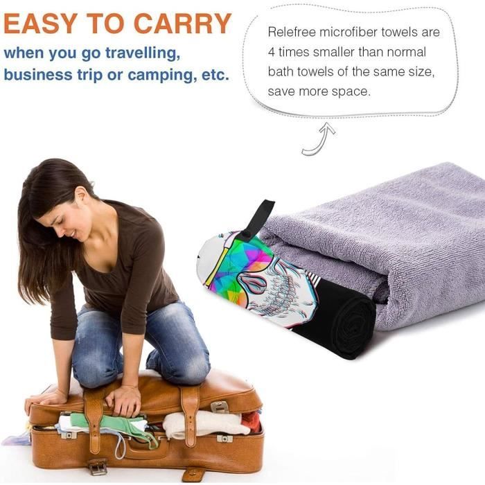 4 Serviettes Sport Microfibre 75x35cm - Absorbantes, Sèche Rapide - Pour Gym, Voyage, Yoga - Noir