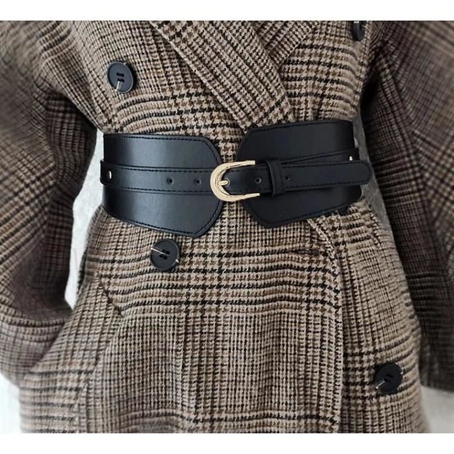 Large ceinture en cuir lastique pour femmes X Noir Cdiscount