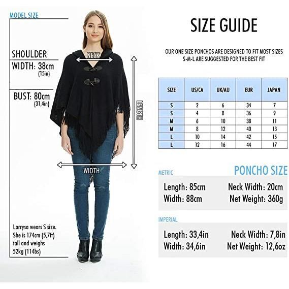 Cape D'automne Et D'hiver Avec Franges Irrégulières Et Boucle En Corne - Poncho Chaud épais Pour Voyage Ou Sortie