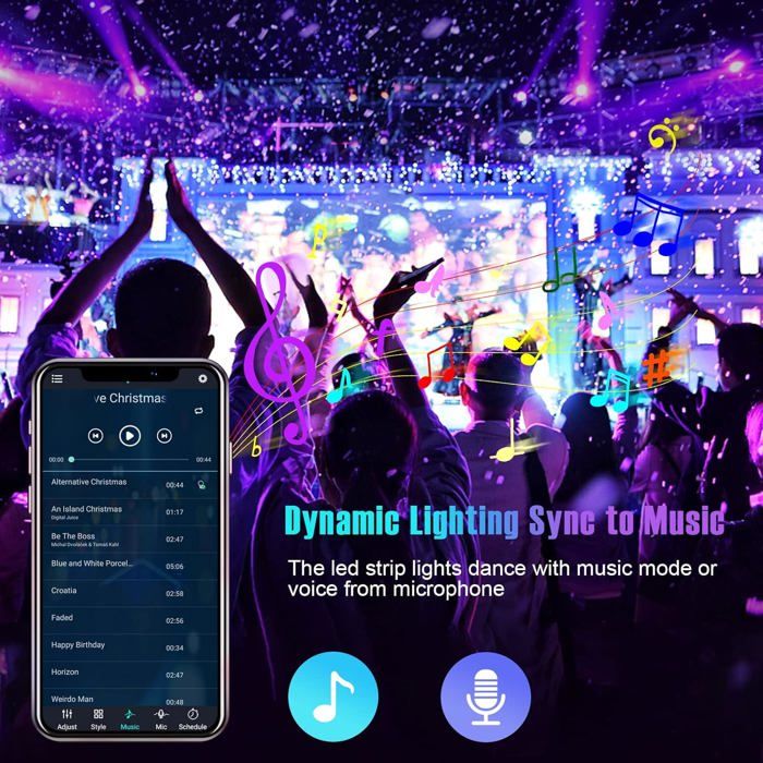 Bande LED USB 5 Mètres - RGB, Télécommande Et App, Synchronisation Musique, Pour Derrière TV, Décoration Chambre