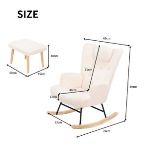 Fauteuil à Bascule, Avec Accoudoirs, Repose-pieds Réglable En 5