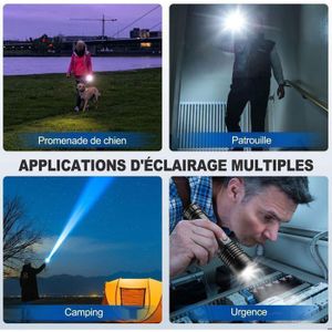 Lampe de poche LED Rechargeable, Extrêmement Lumineux 500000