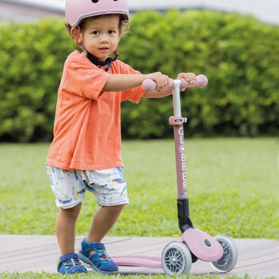 Globber Junior Pliable Écologic - Trottinette 3 Roues Enfant Dès 2 Ans - Lumineuses, Pliable, Guidon Réglable - Éco-Responsable
