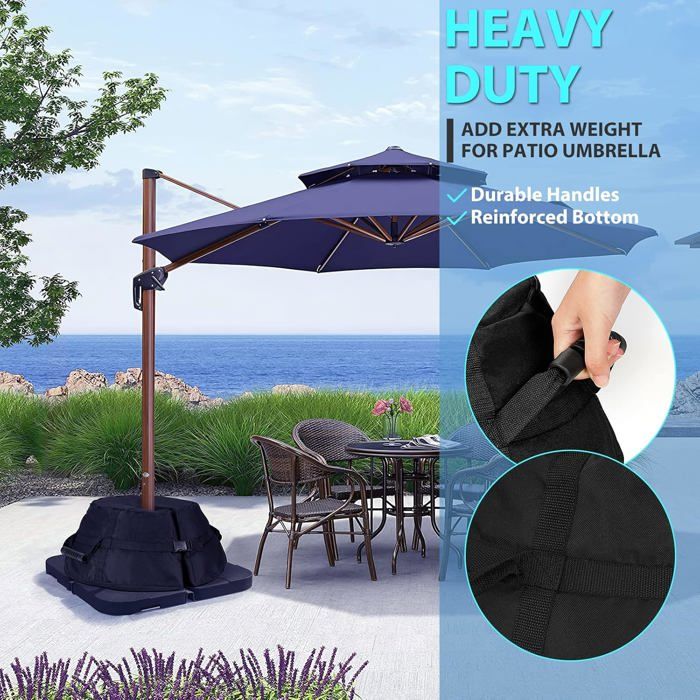 Sac De Poids Pour Parasol - Base De Sable Robuste 80 Livres, Amovible Et Ajustable, Idéal Pour Tous Parasols De Jardin (Rond)