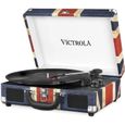 Platine vinyle portable vintage VICTROLA - Drapeau britannique - 33/45/78 tours/min-0