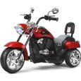 COSTWAY Moto Électrique 6V pour Enfants Scooter avec 3 Roues Effet Sonore et Lumineux, 3Km/h Max, 3 Ans + Style de Chopper Rouge-0