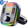 Transmetteur FM sans fil Bluetooth 5.0 Adaptateur MP3 Kit voiture Chargeur USB-0