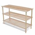 2pcs Etageres A Chaussures A 3 Niveaux En Bois A Salle De Sejour