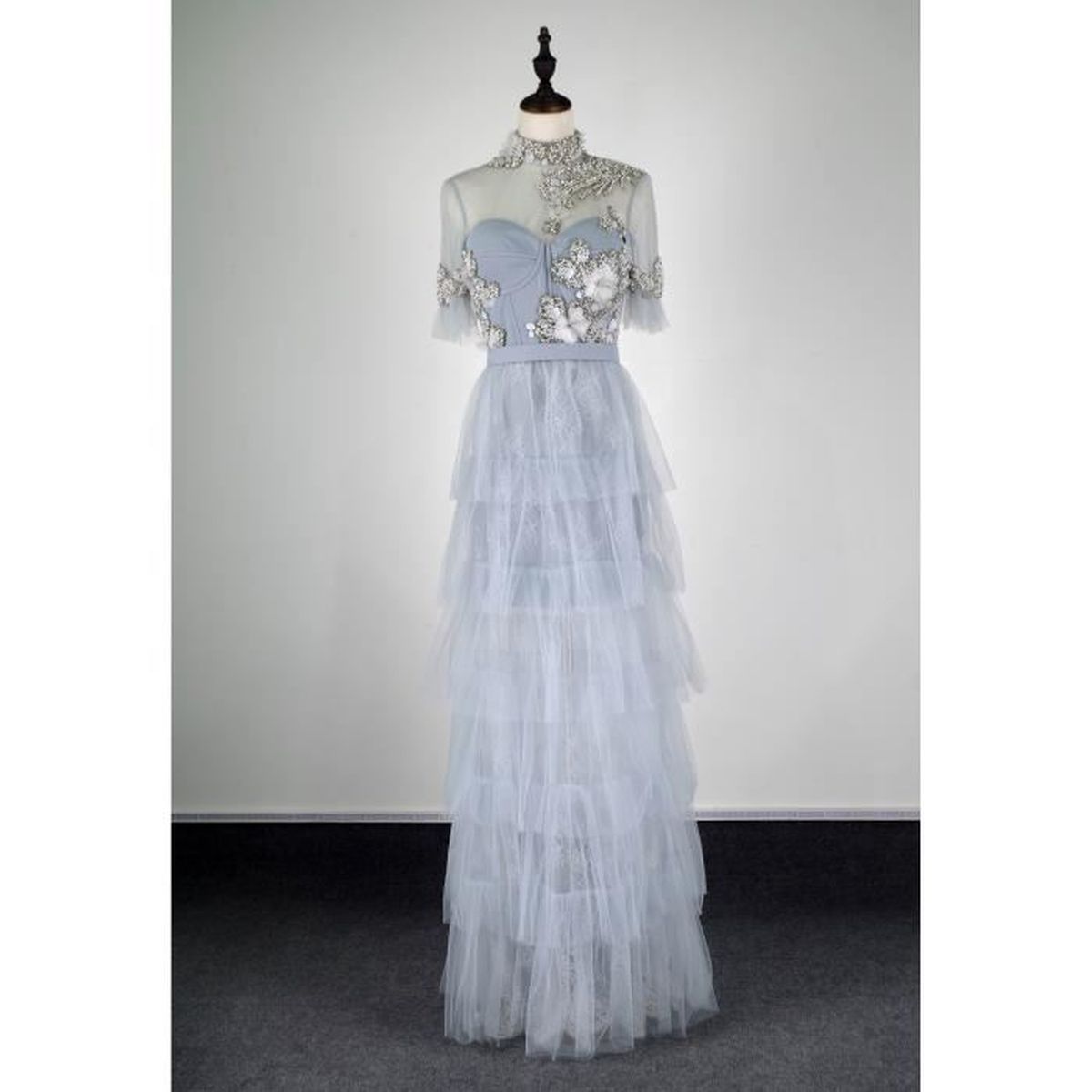 Czad Robes De Soiree De Luxe Longues Robes De Dames D Honneur En Dentelles De Perles 065 Gris Achat Vente Robe De Ceremonie Cdiscount