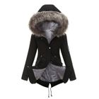MOBIGARLAN Doudoune Femme Cardigan Slim Fit Hooded - à capuche - plus de velours - FBC180 Noir