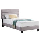 IDIMEX Lit 1 place FLORIDA 90x190 cm avec sommier, lit simple pour enfant ou adulte, hauteur réglable, lit en tissu gris