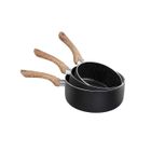 KITCHEN ARTIST Set de 3 casseroles aspect pierre & bois