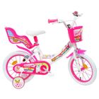 BRAND Vélo Enfant 16" LICORNE/ Unicorne Fille ( taille 105 cm à 120 cm ) Blanc & Rose, équipé de 2 Freins, Porte-poupée, Panier Avant
