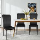 Willonin® 6 x Chaise de salle à manger en velours Noir, Dossier incurvé H 53cm à rayures verticales, Siège bien rembourré
