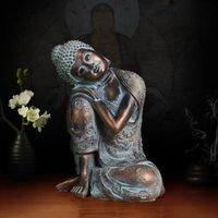 QU2 Style sud-est asiatique imitation bronze statue de bouddha endormi décoration résine artisanat 98666