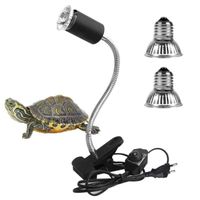 2 Ampoules UVA UVB 25W et 50W,Lampe Reptiles Lampe Tortue Terrestre Chauffante avec Base Longue 360°Rotation pour Reptiles