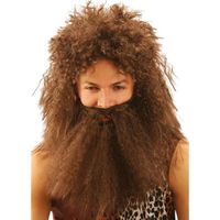 Déguisement - Perruque et barbe des cavernes marron homme - Taille Unique - Adulte