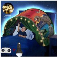 Dream Tents Tente de Rêve Tente de lit jouet enfant pop-up Magique Pliant Dinosaure+ 20pcs étoiles LED Chaîne de Lumières